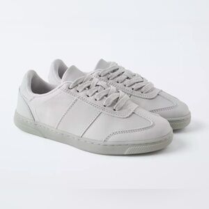 ZARA Kids Gray Faux Leather Lace Up Sneakers Size 12